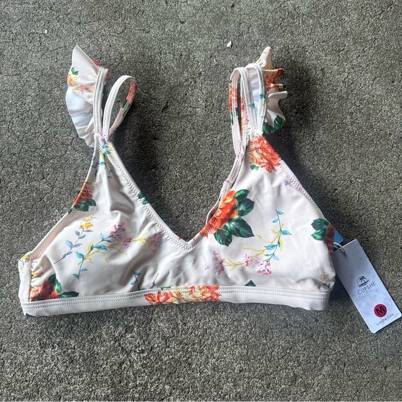 Cupshe Other - Cupshe Floral Ruffle Triangle Bikini Top